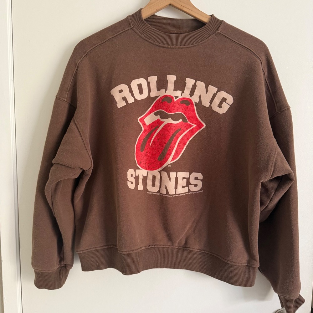Cotton On Rolling Stones Graphic Sweatshirt Brown Stones 89 Crewneck Streetwear